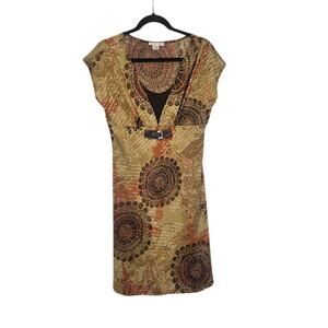 Vintage 80s 90s Med Whimsy Fairycore Art Deco Geo Print Silky Tunic Dress Career